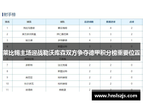 莱比锡主场迎战勒沃库森双方争夺德甲积分榜重要位置